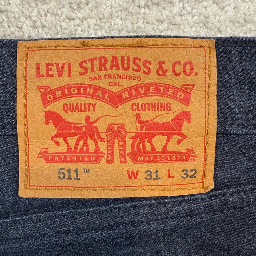 Levi's 511 Mens 31x32 Dark Wash Slim Fit Pants Cotton Polyester Blend - Picture 6 of 10